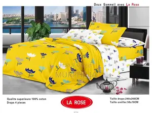 Titre : Promo 8 Mars : Ensemble De Lit 4 Pièces - 100% Coton