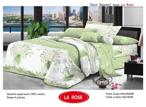 Titre : Promo 8 Mars : Ensemble De Lit 4 Pièces - 100% Coton