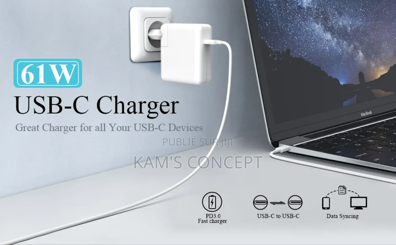 Chargeur Usb C - 61w | 98w- Macbook Pro/Air - Adaptateur Secteur