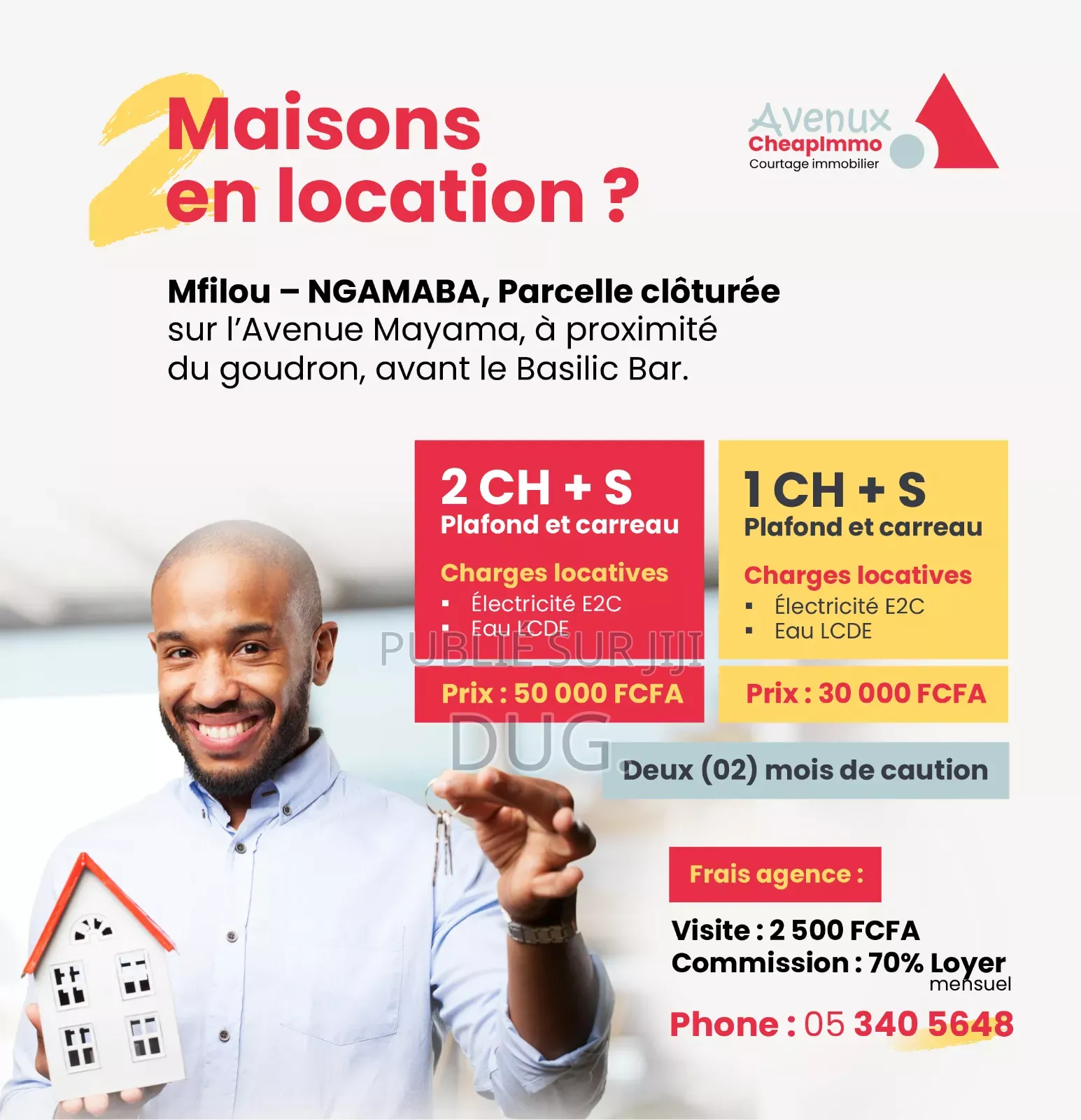 2chbre Chambre et salon dans Maisons Plein Pied, Mfilou-Ngamaba à Louer