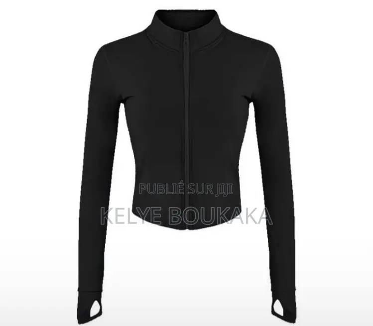 Veste De Sport Cintrée À Fermeture Éclair Avec Passe-Pouces - Noir