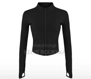 Veste De Sport Cintrée À Fermeture Éclair Avec Passe-Pouces - Noir