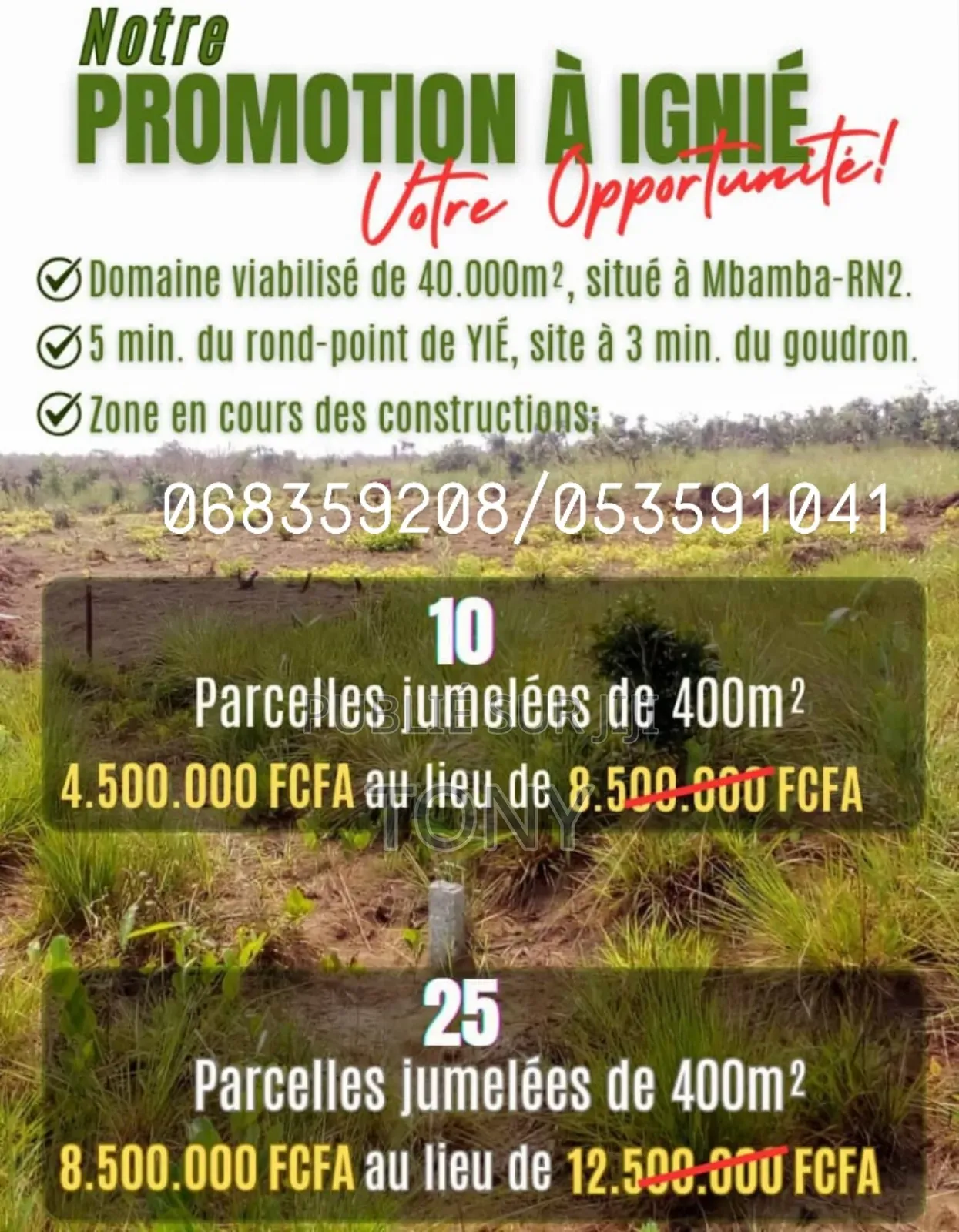 10 Parcelles Jumelées De 400m2 À Ignie