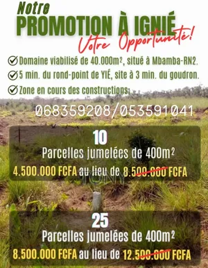 10 Parcelles Jumelées De 400m2 À Ignie