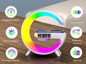 Chargeur Sans Fil Wireless Réveil Bluetooth Lampe Led RGB ☧