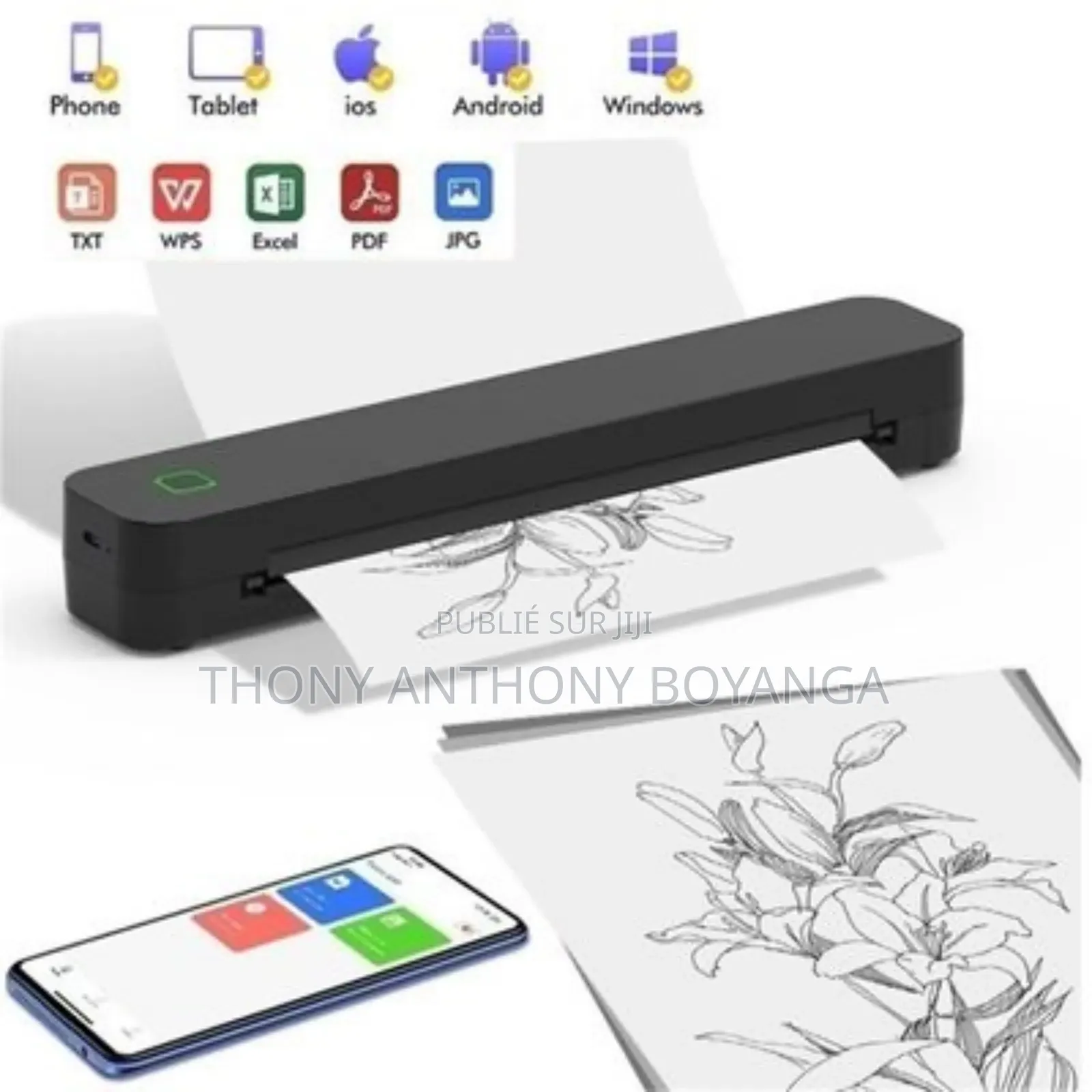 Imprimante Thermique A4 Petite Imprimante Bluetooth Portable