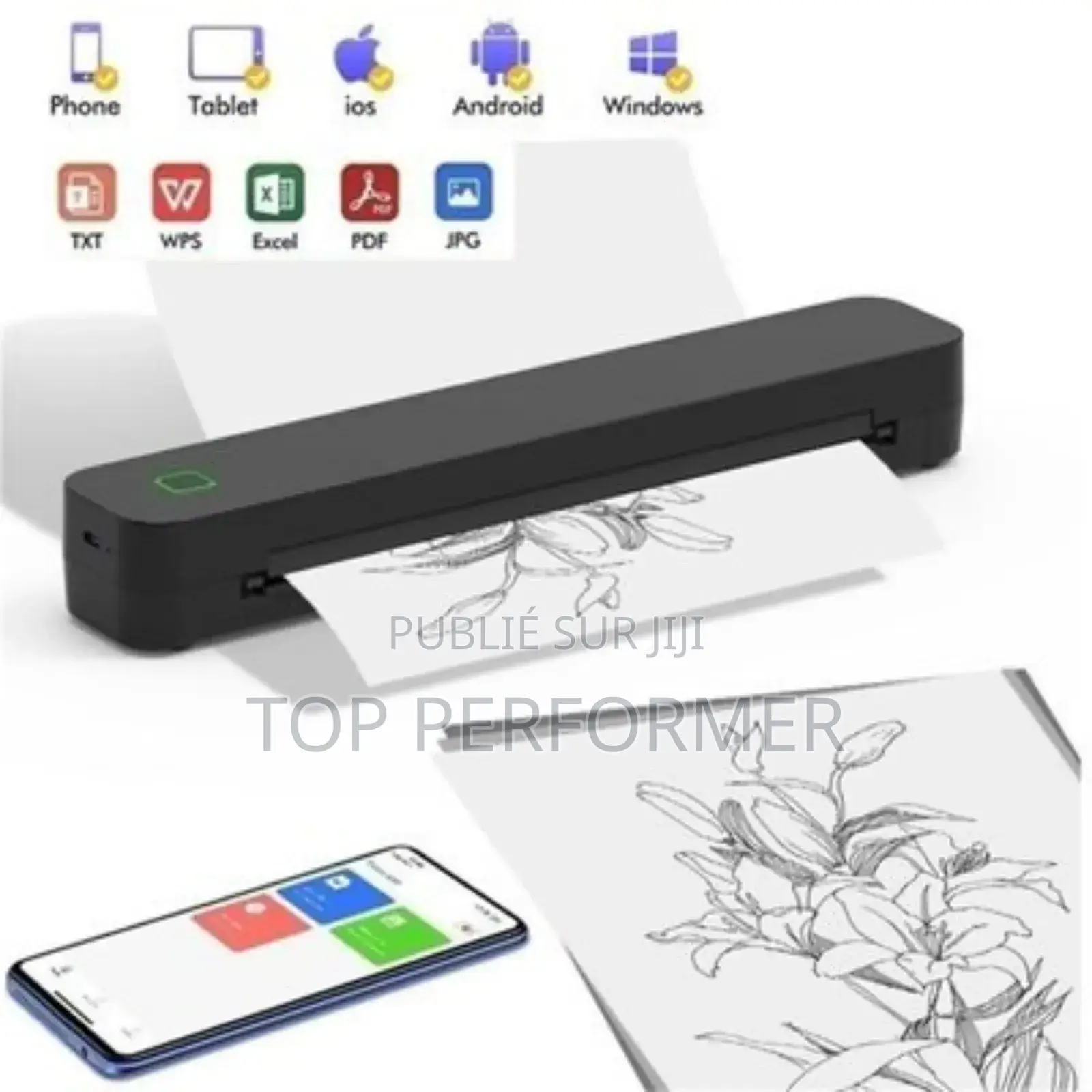 Imprimante Thermique A4 Petite Imprimante Bluetooth Portable