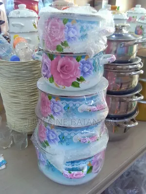 Ensemble De Marmites Émaillées Neuves Avec Couvercle (5 Pièces)