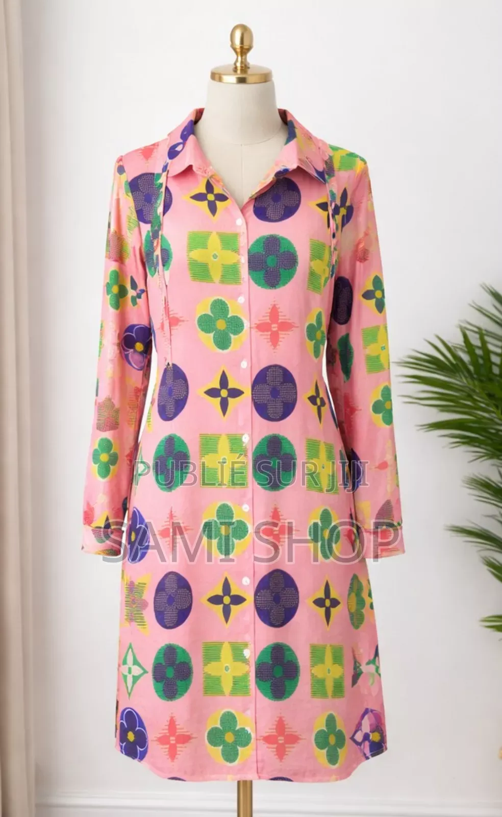 Robe Chemise À Manches Longues (Taille Xl: 42-44)