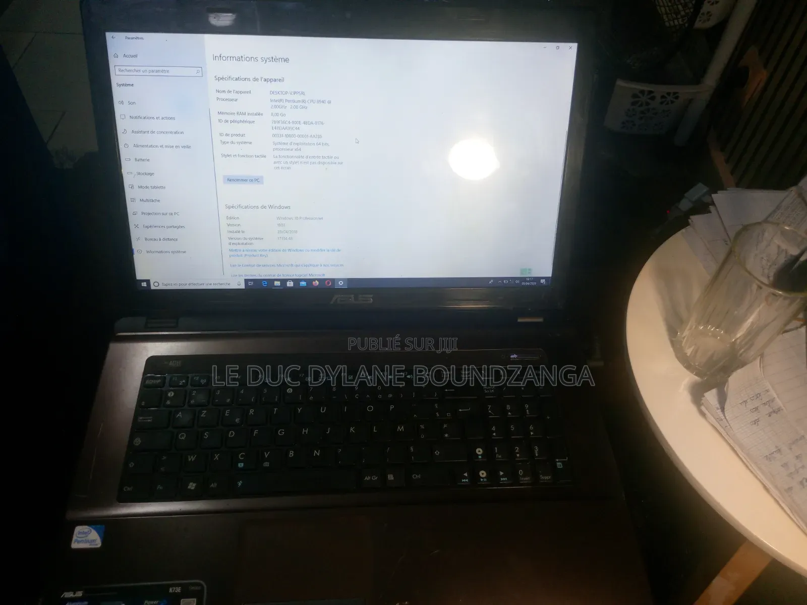 Ordinateur portable Asus K73E 8GB Intel Pentium SSHD+SSD 250GB