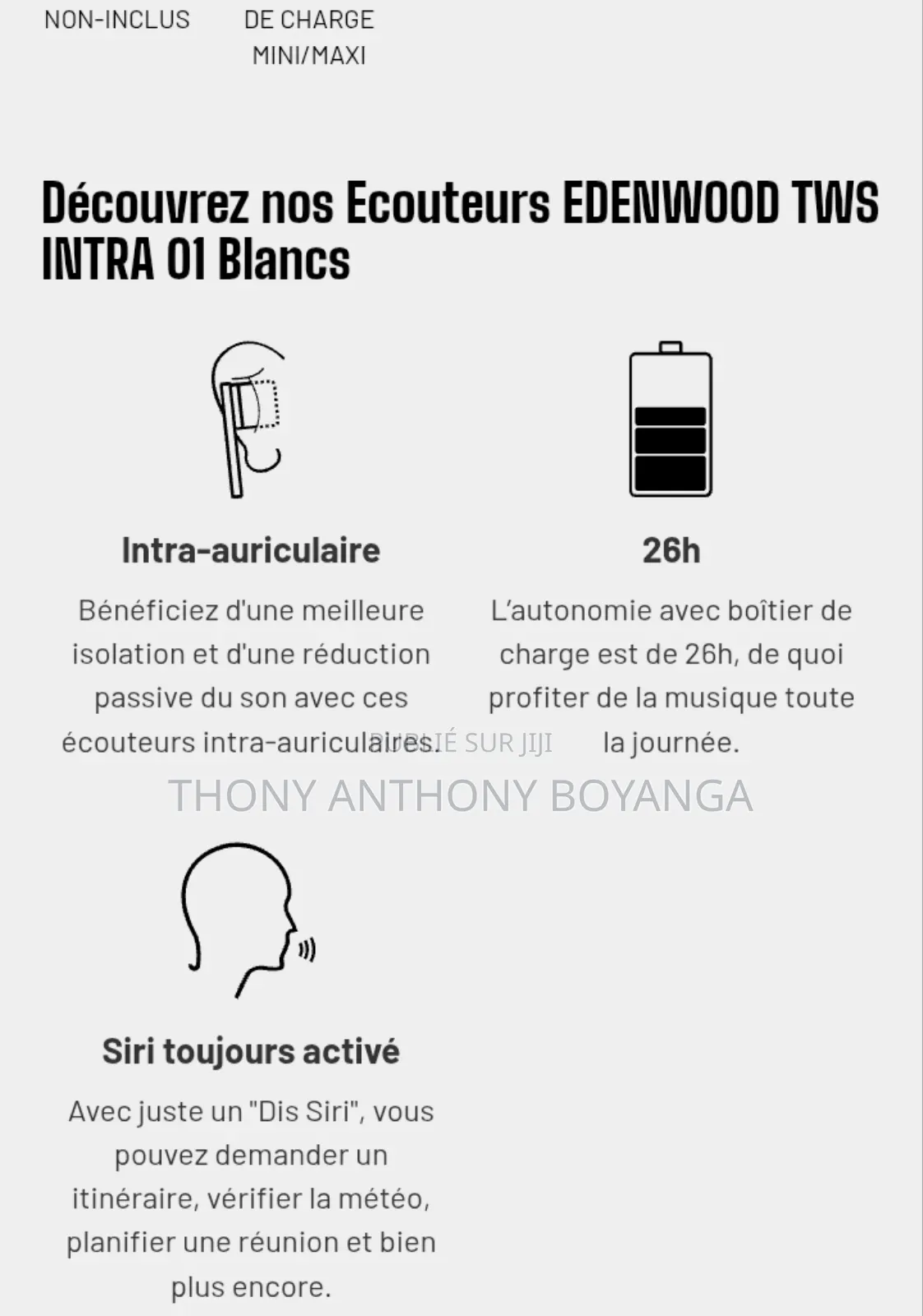 Ecouteurs Edenwood TWS Intra 01 Blancs