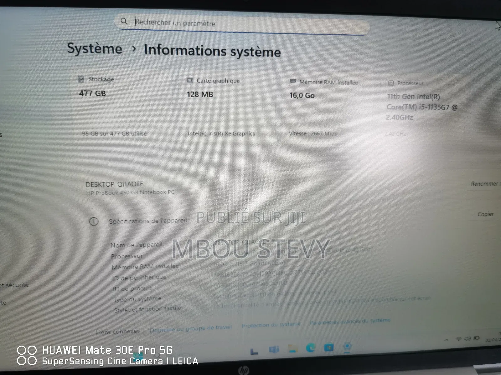 Nouveau HP EliteBook 850 G8 16GB Intel Core i7 SSD 512GB