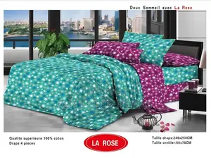 Ensemble Complet Des Draps 100% Coton