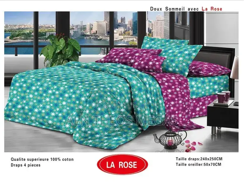 Ensemble Complet Des Draps 100% Coton