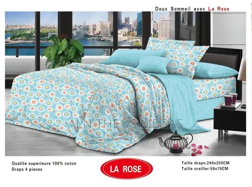 Ensemble Complet Des Draps 100% Coton