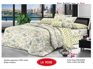 Ensemble Complet Des Draps 100% Coton