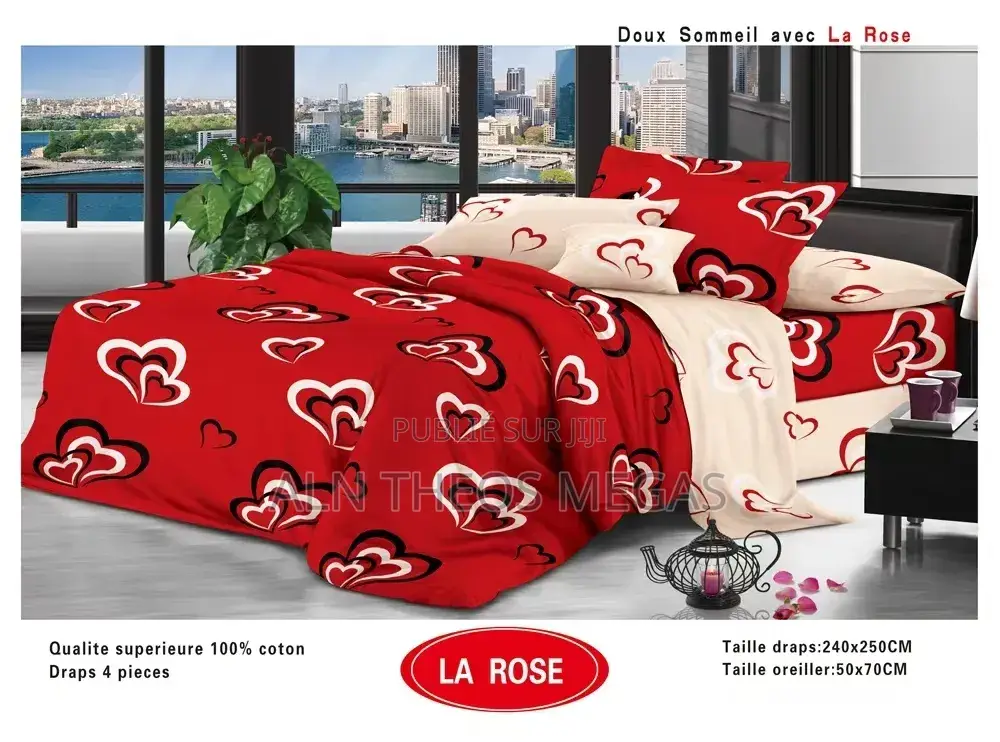 Ensemble Complet Des Draps 100% Coton