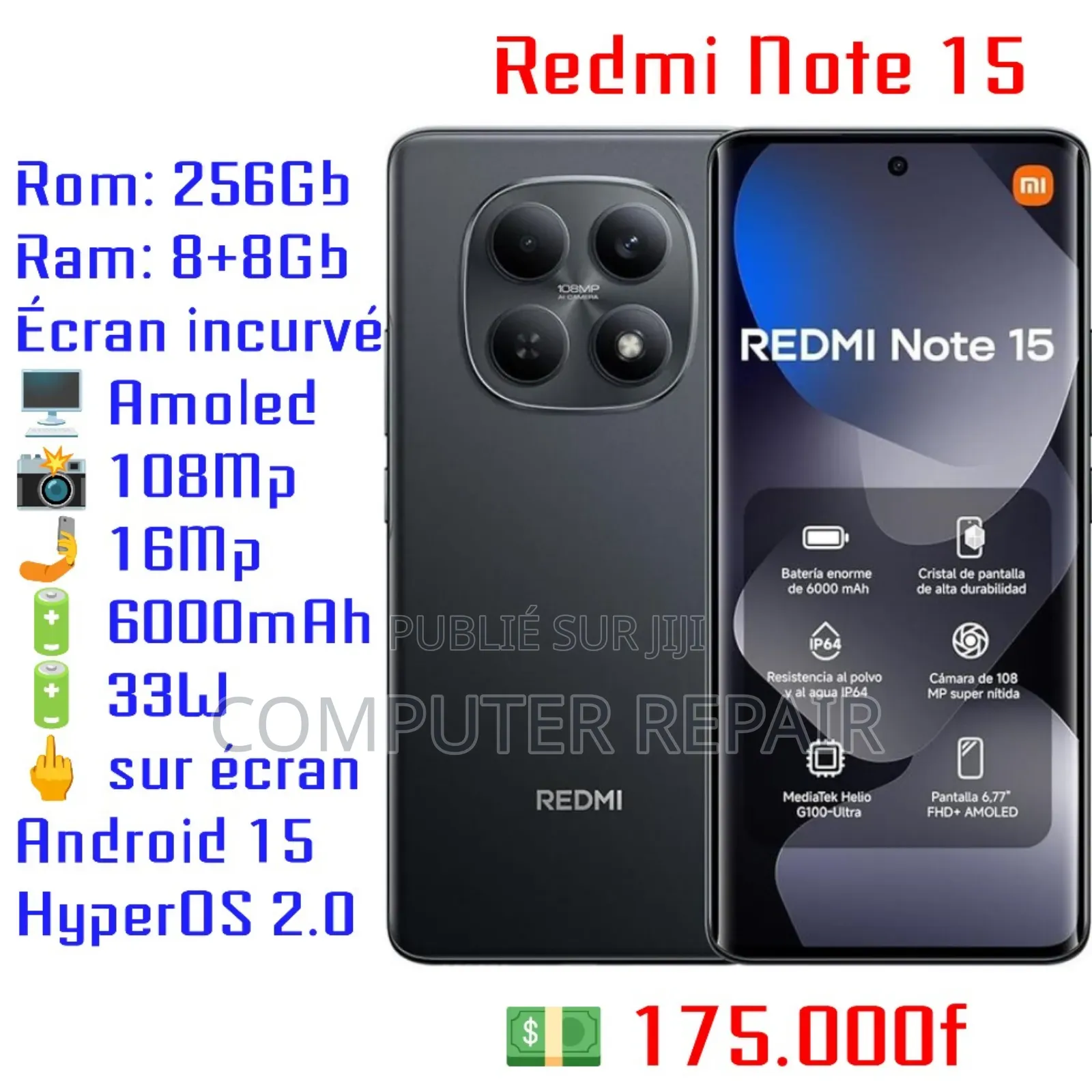 Nouveau Xiaomi Redmi Note 15 256 GB Noir