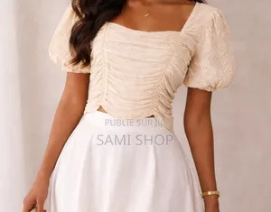 Élégante En Top Crème-manches Bouffantes-taille Unique Xs(34-36)
