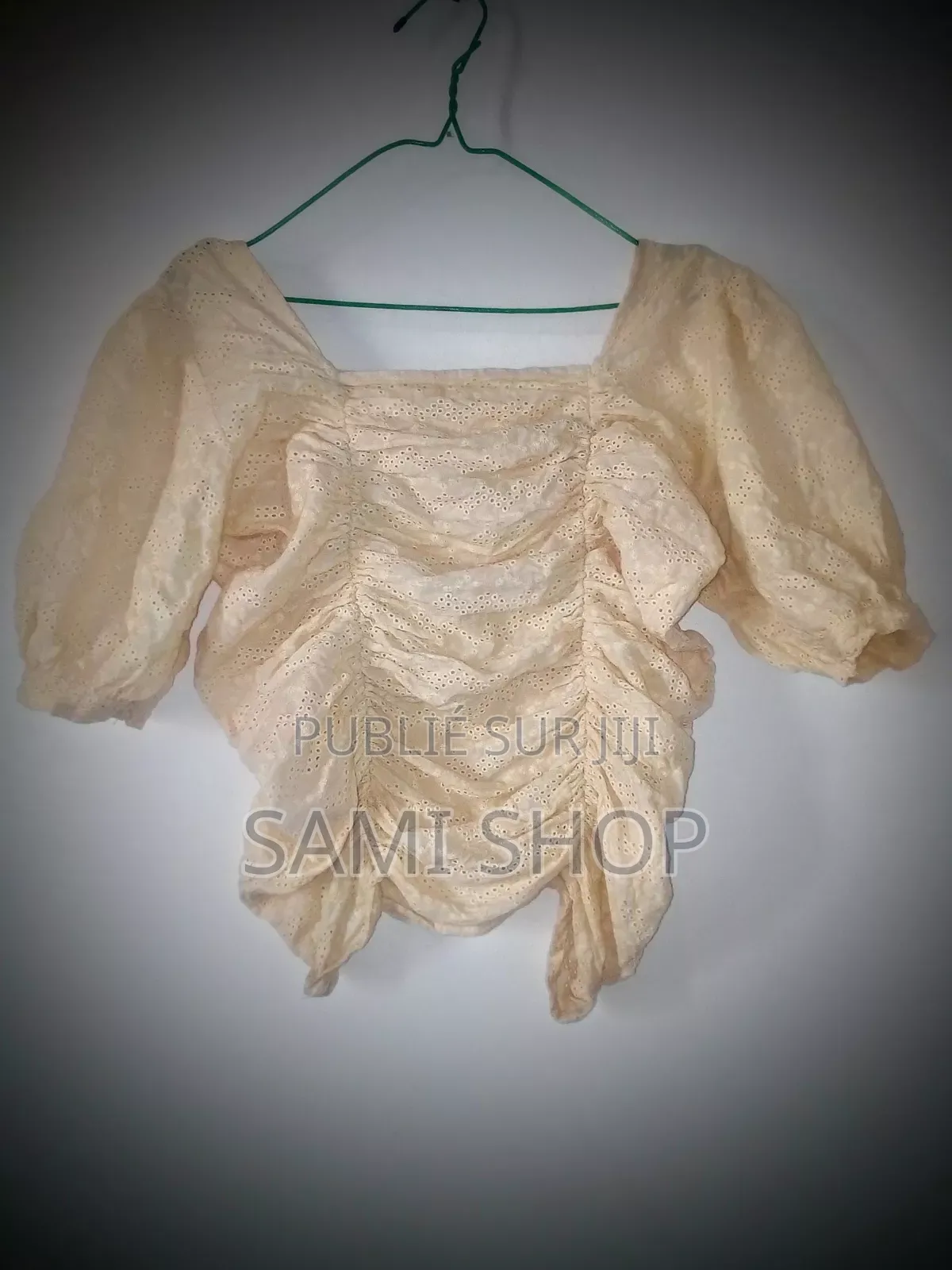 Élégante En Top Crème-manches Bouffantes-taille Unique Xs(34-36)