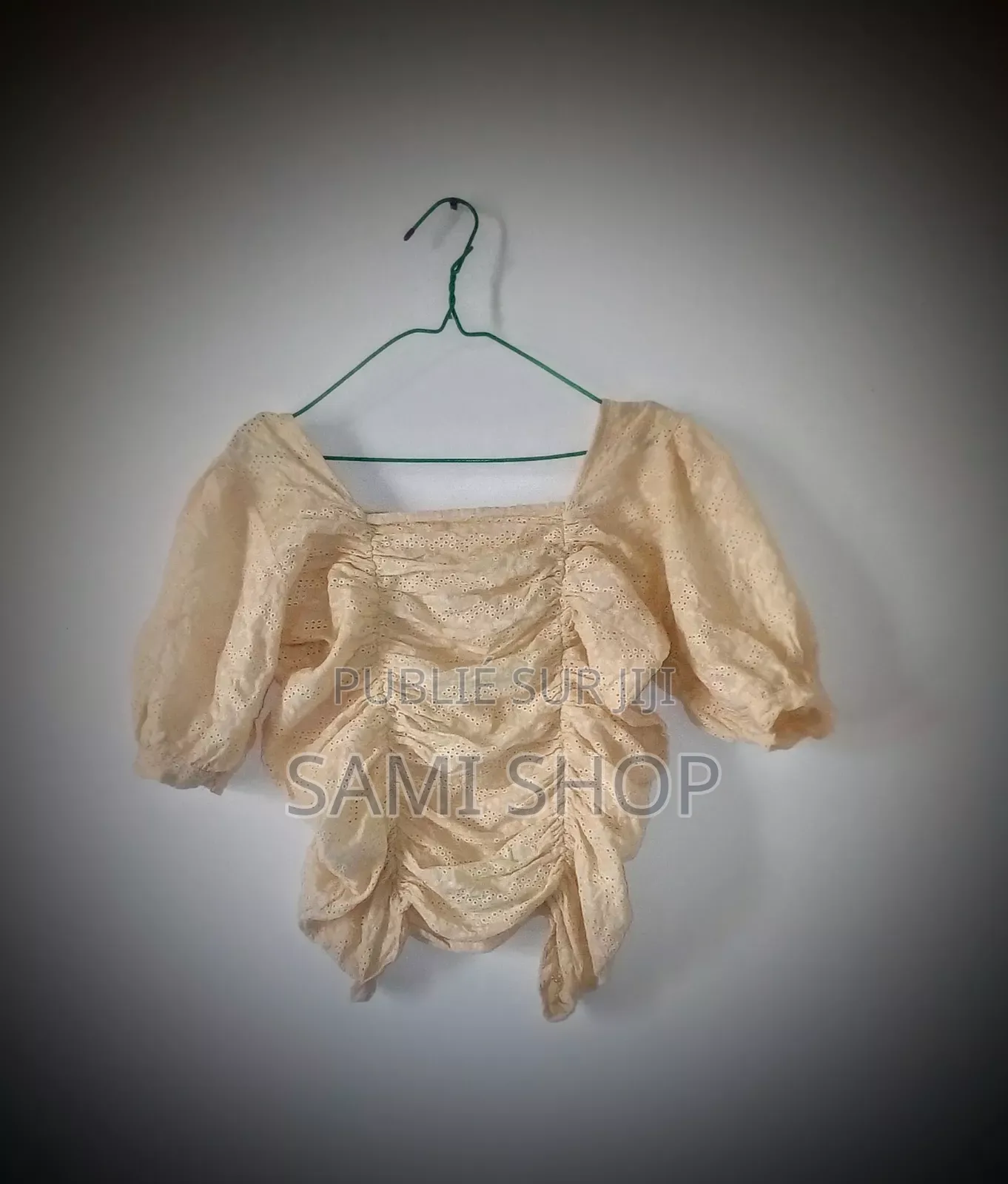 Élégante En Top Crème-manches Bouffantes-taille Unique Xs(34-36)
