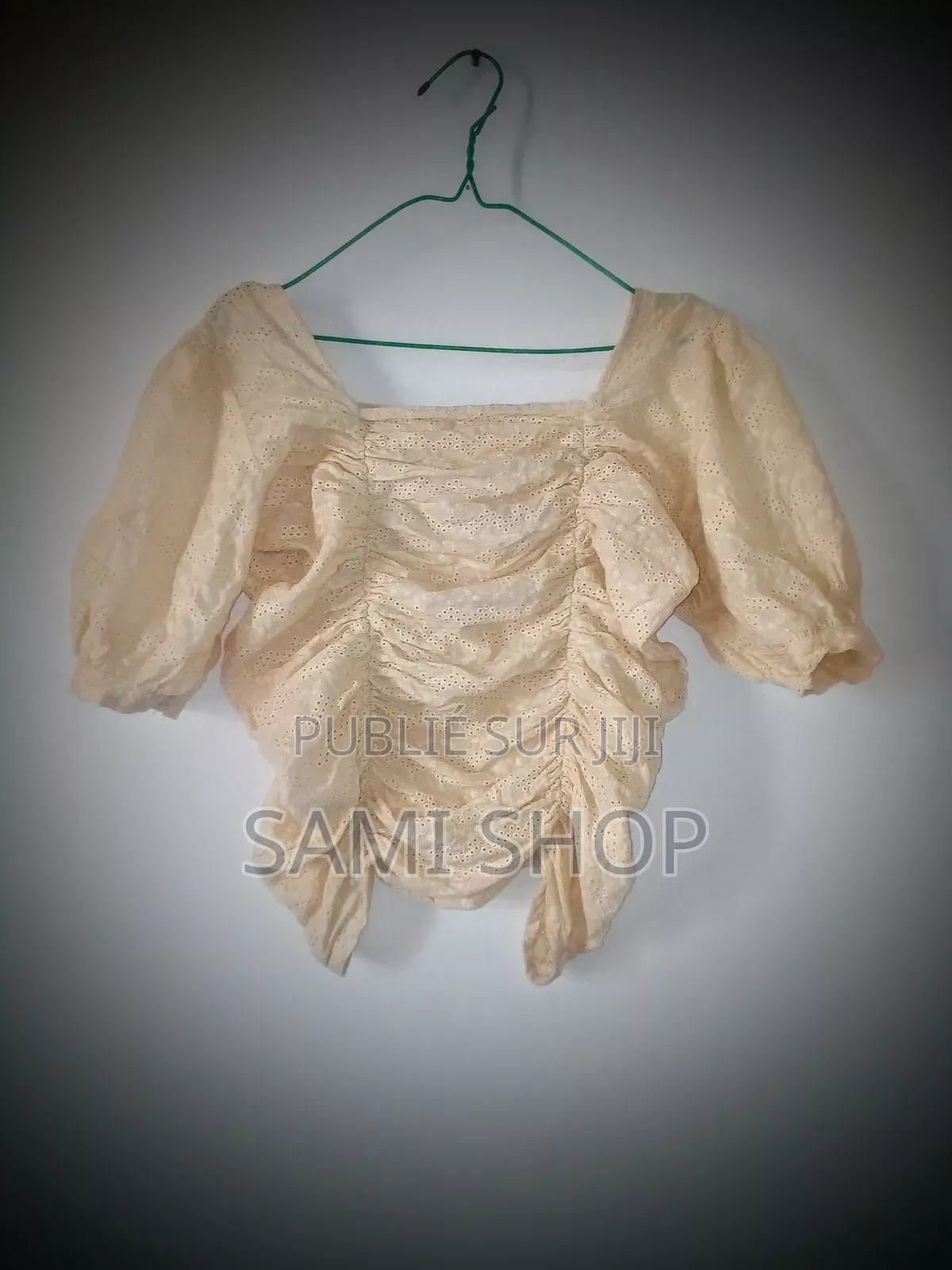 Élégante En Top Crème-manches Bouffantes-taille Unique Xs(34-36)
