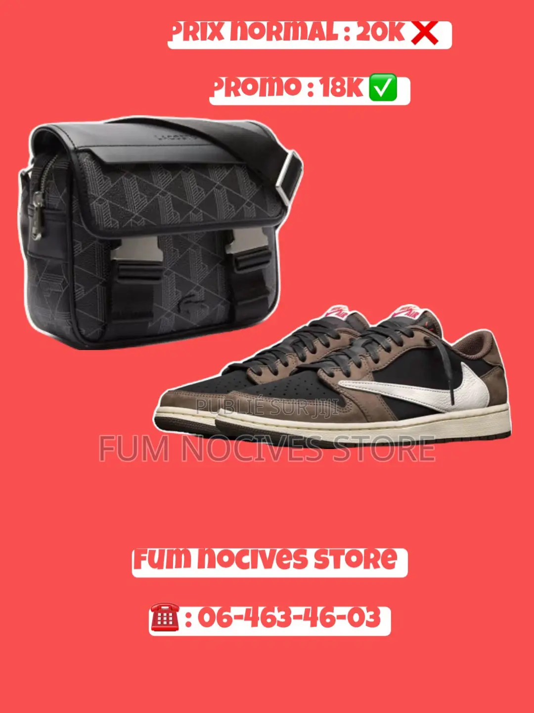 Sacoche Lacoste + Aj1 Travis Scott