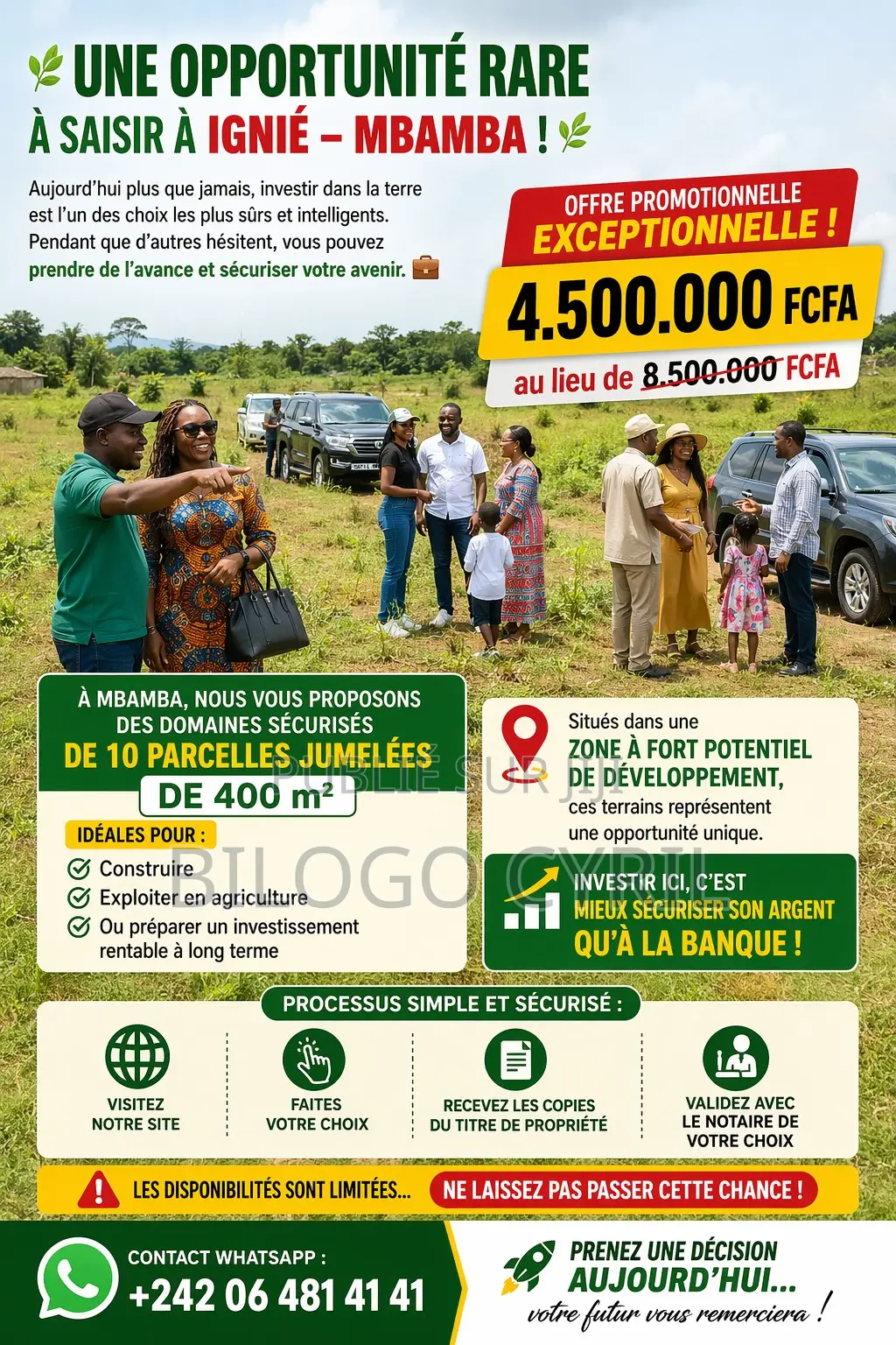 Promo Vente À Ignié. 10 À 25 Parcelles Jumelées De 400m2 Sécurisées