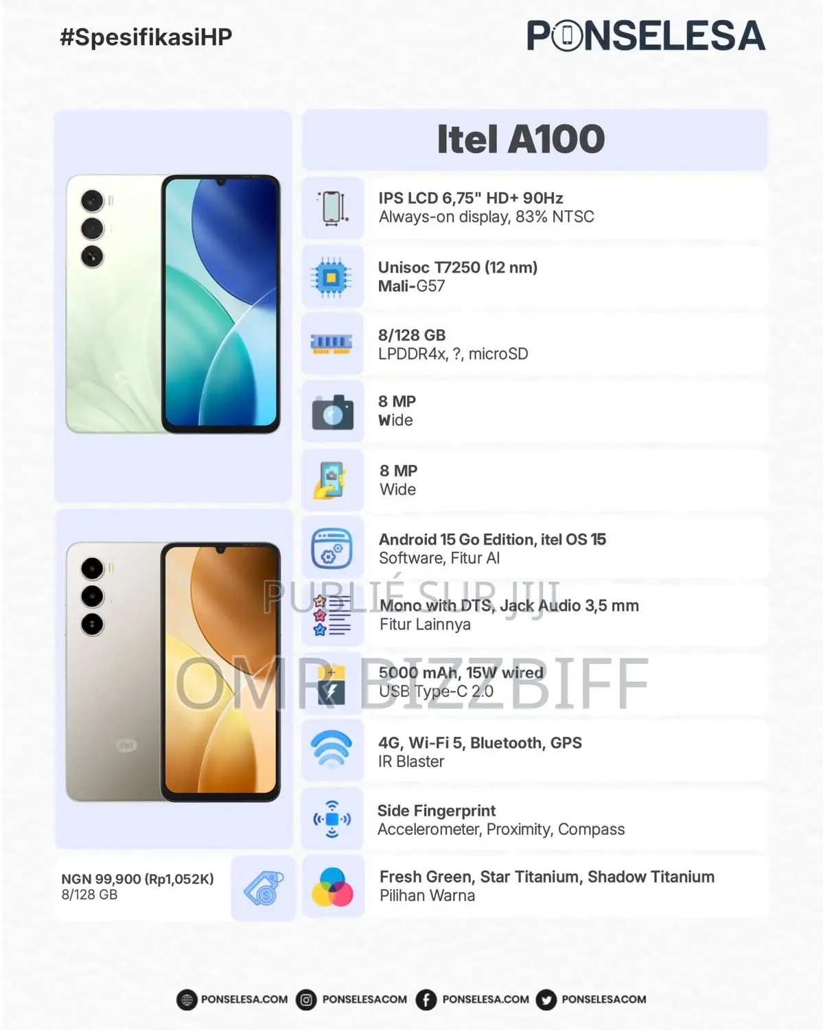 Nouveau Itel A100 128 GB Blanc