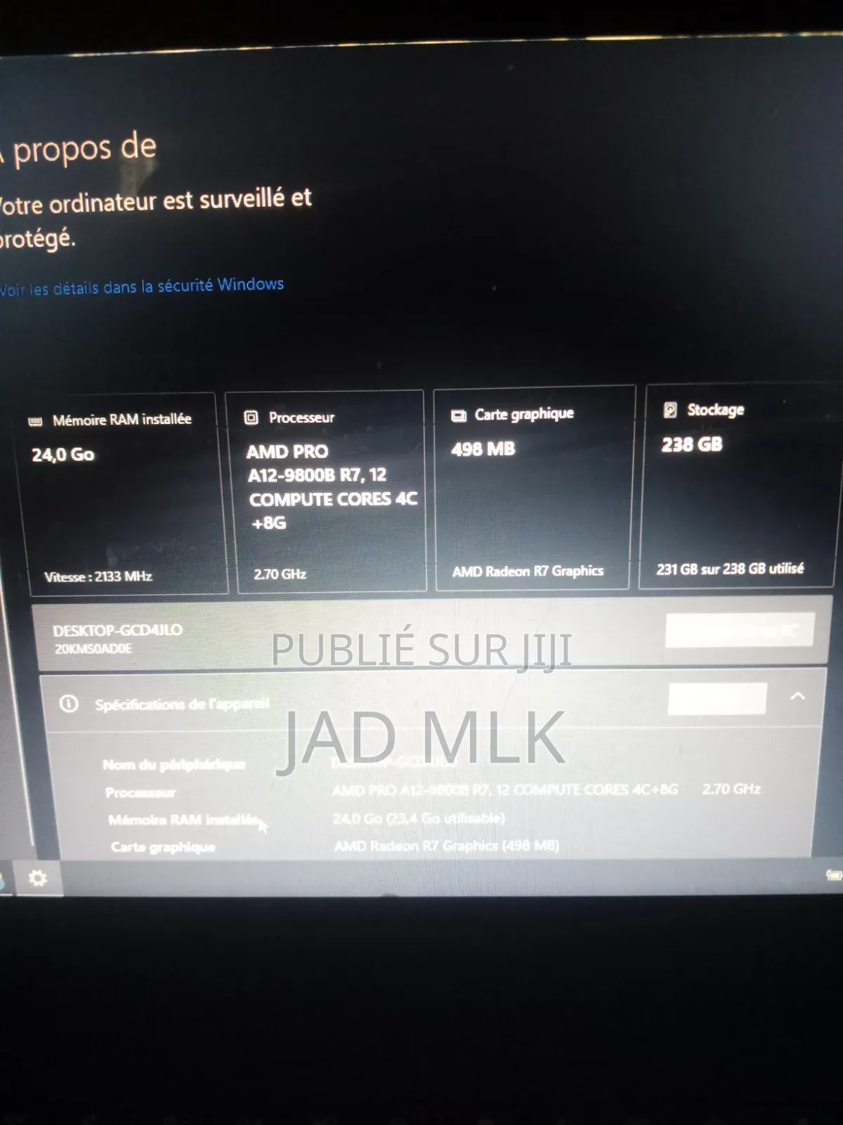 Ordinateur portable Lenovo ThinkPad A475 12GB AMD SSD 256GB