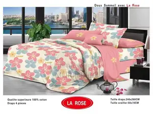 Titre : Promo 8 Mars : Ensemble De Draps De Lit 4 Pièces - 100% Coton