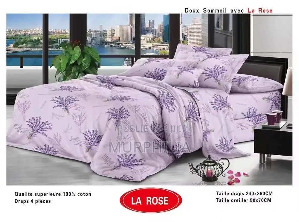 Titre : Promo 8 Mars : Ensemble De Draps De Lit 4 Pièces - 100% Coton