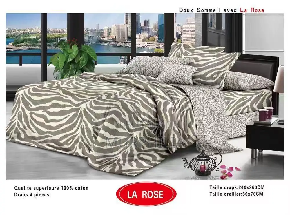 Titre : Promo 8 Mars : Ensemble De Draps De Lit 4 Pièces - 100% Coton