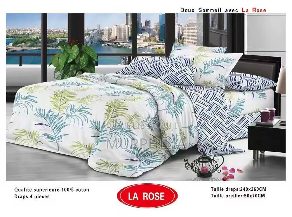 Titre : Promo 8 Mars : Ensemble De Draps De Lit 4 Pièces - 100% Coton