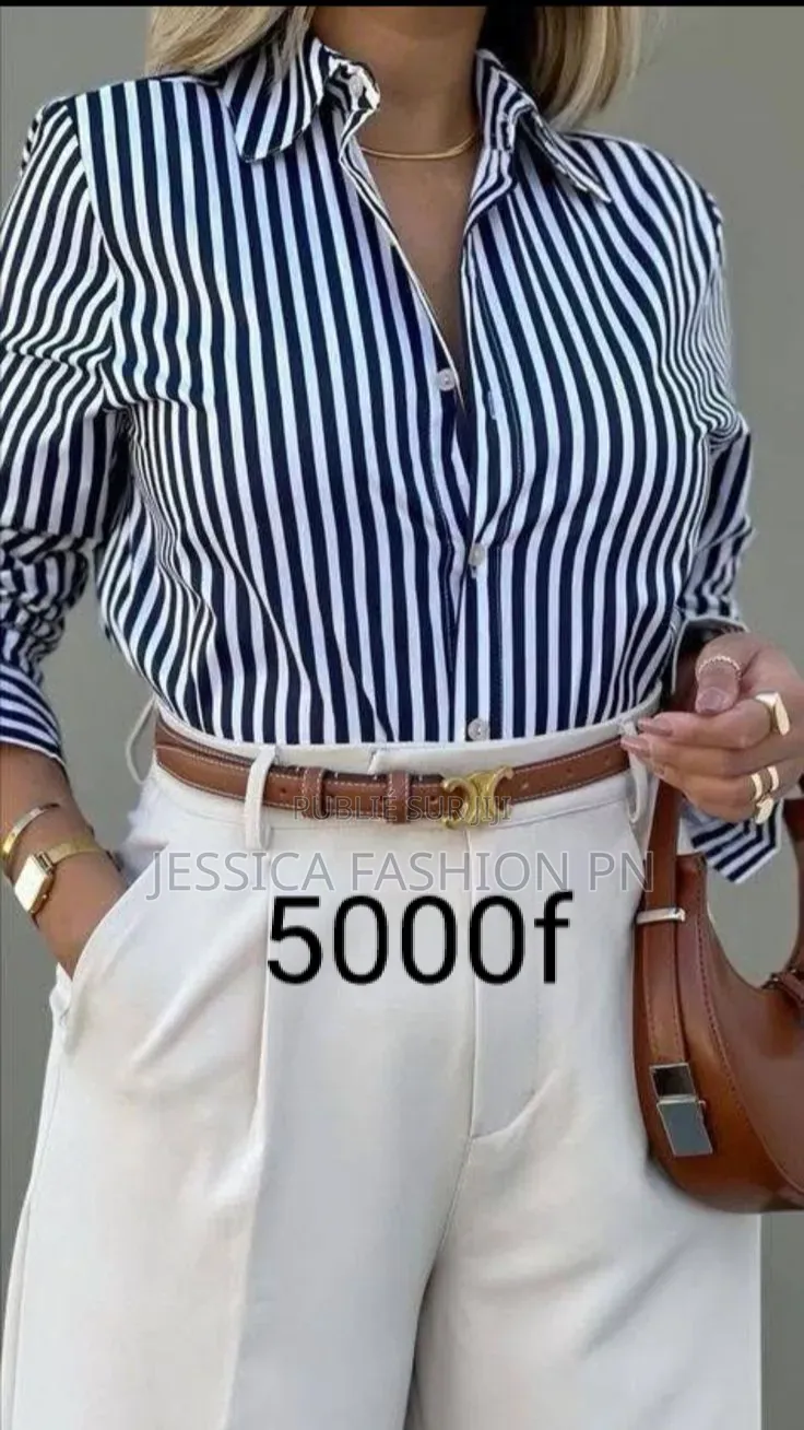 Chemise Femme À Rayures Verticales Très Tendance