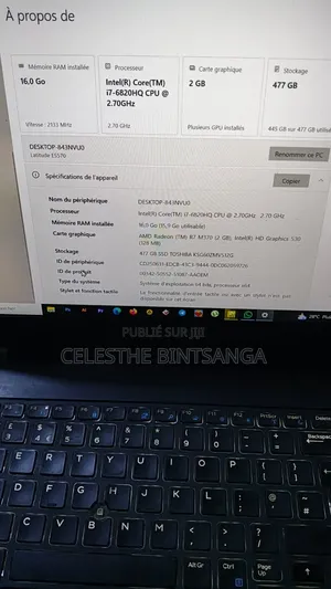 Ordinateur portable Dell Latitude E5570 16GB Intel Core i7 HDD 500GB