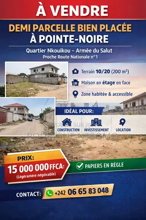 Demi Parcelle a Vendre Bien Placé a Nkouikou Vers Égll'armée Du Salut