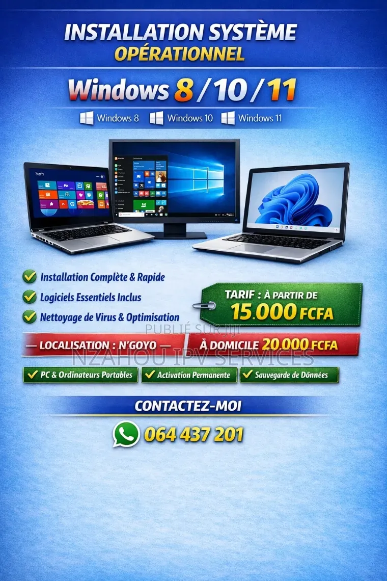 Installation Système Opérationnel Windows 8 / 10 / 11
