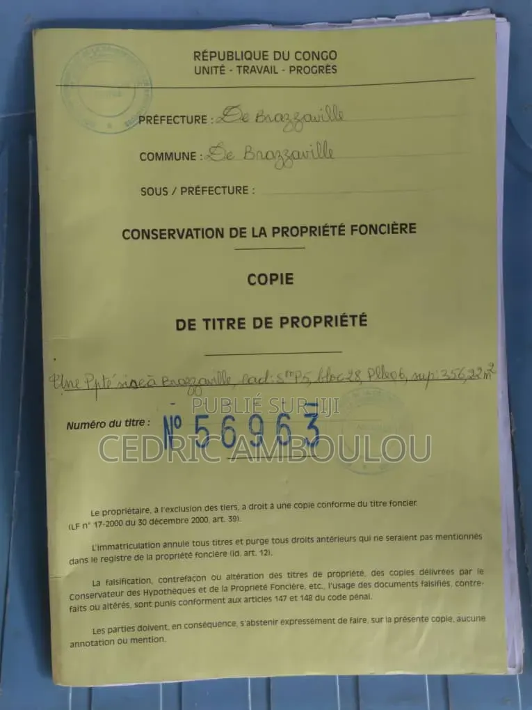 Parcelle À Vendre À Moungali Troisième Parcelle Du Goudron 356,22m2