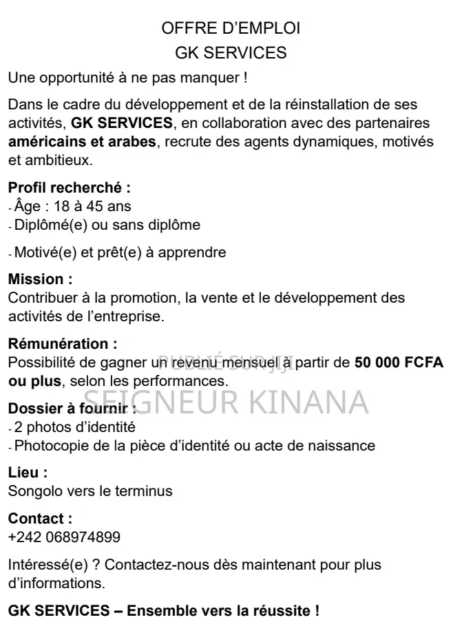 Offre d'Emploi