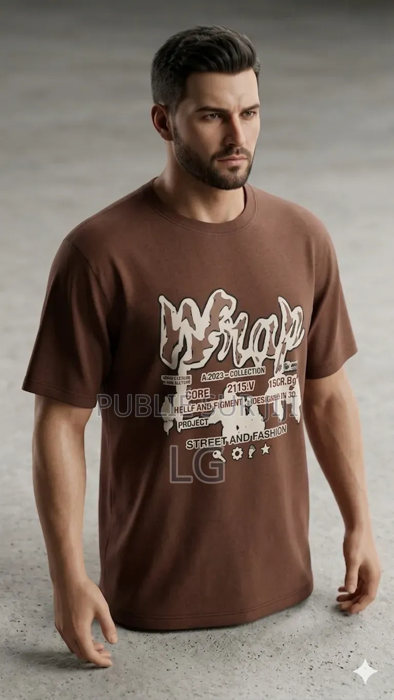 T-Shirt Marron Tissus Coton Taille Xl