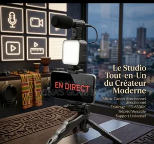  Kit Vlog Smartphone Complet (Lumière + Micro + Trépied)