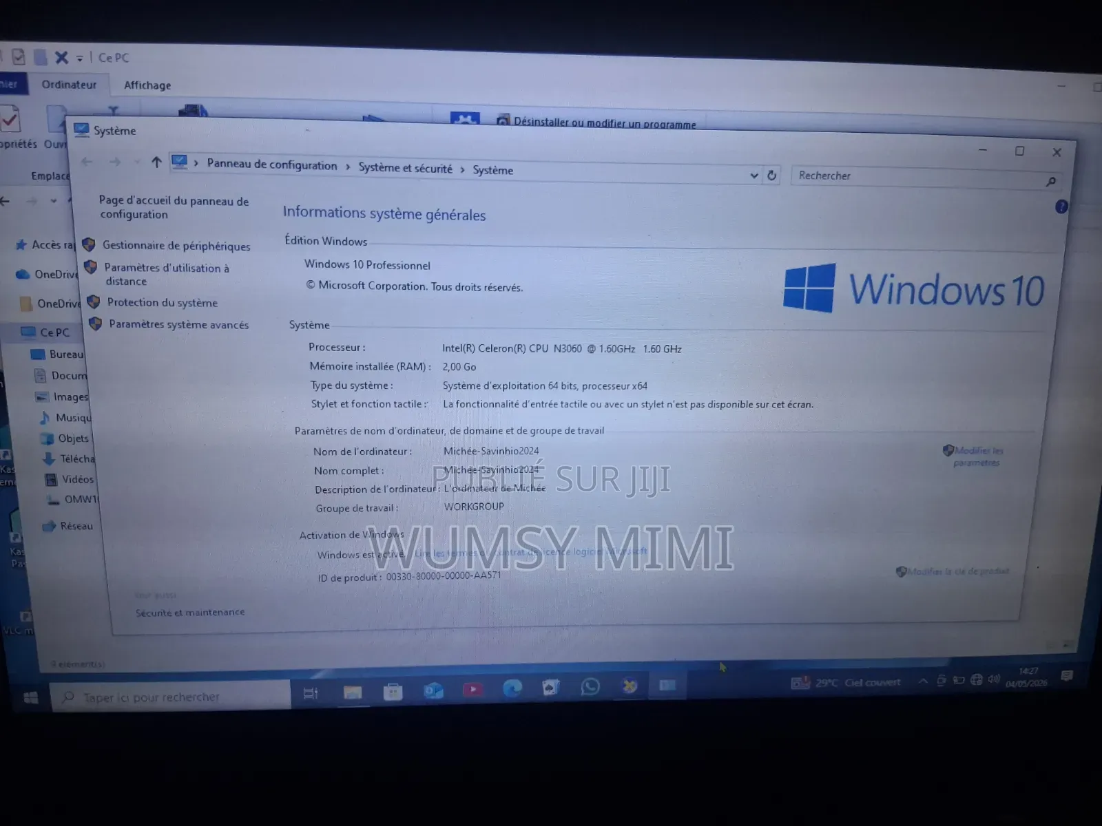 Ordinateur portable Lenovo 100e 2GB Intel SSD 500GB