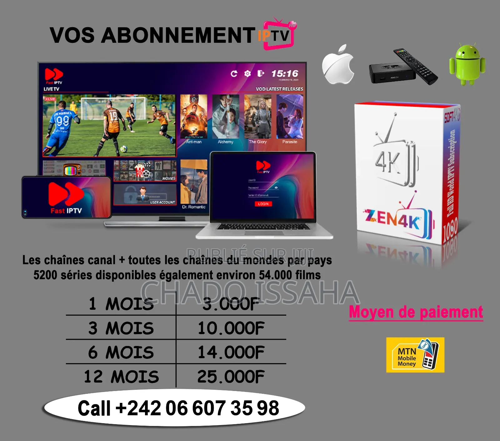 Abonnement Iptv Promo 6 Mois 6000f