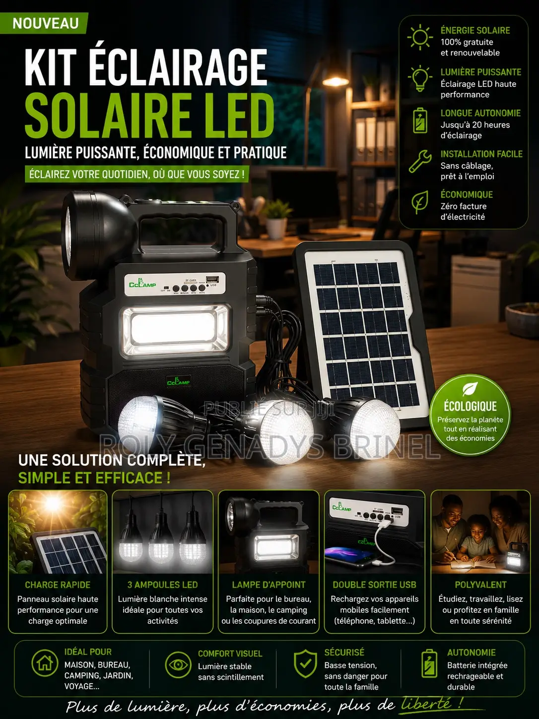 Kit Complet Radio Et Lampe Solaire