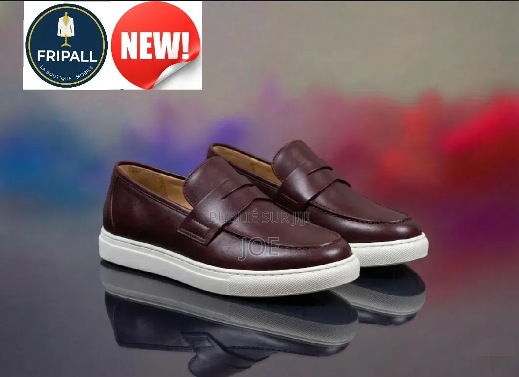 Mocassins Hybrides en Cuir Bordeaux