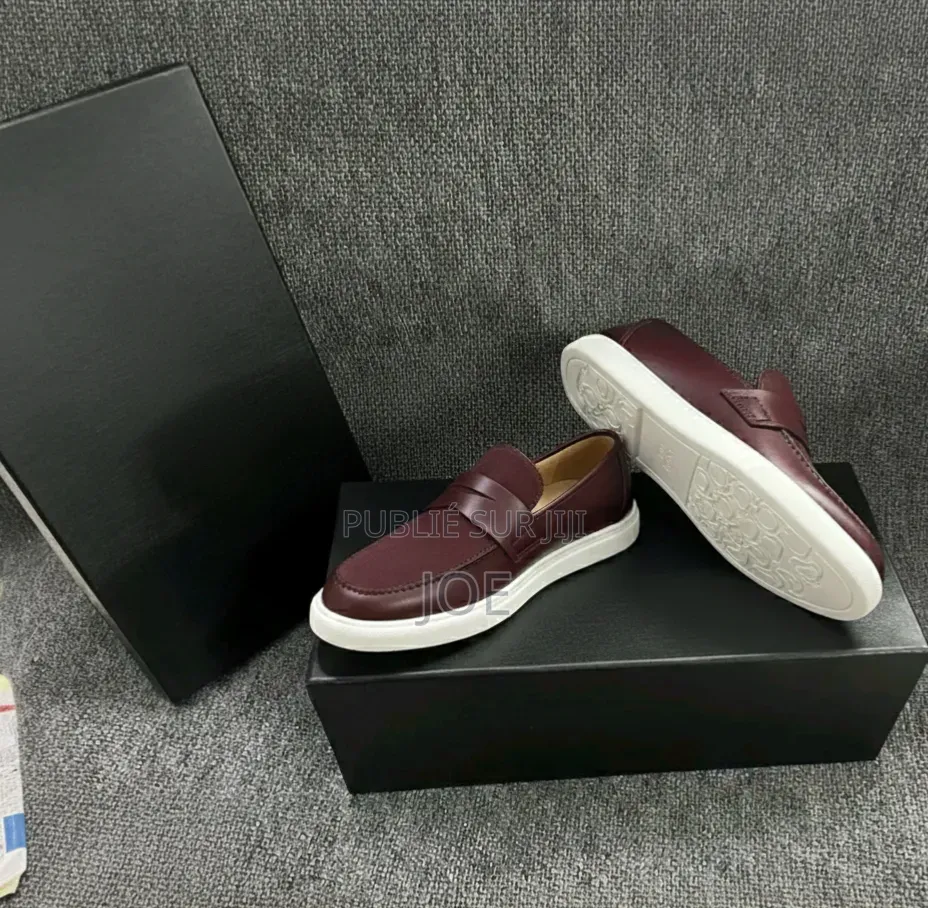 Mocassins Hybrides en Cuir Bordeaux