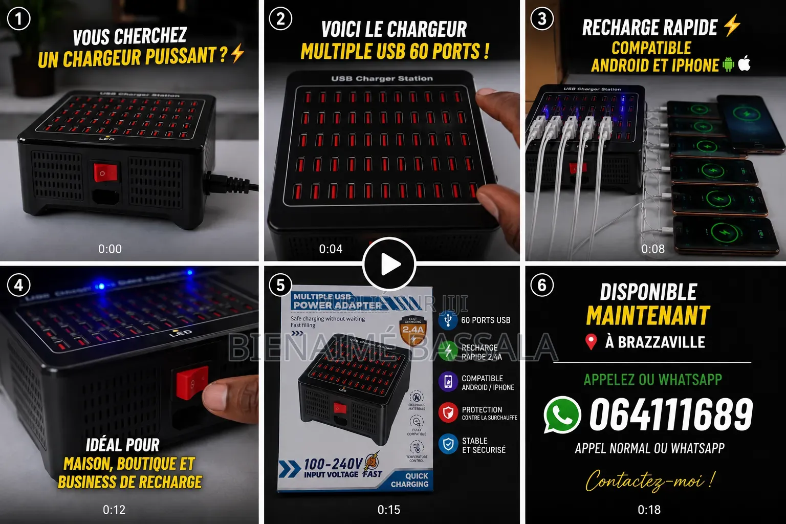 Chargeur Multiple Usb 60 Ports – Recharge Rapide 2.4a