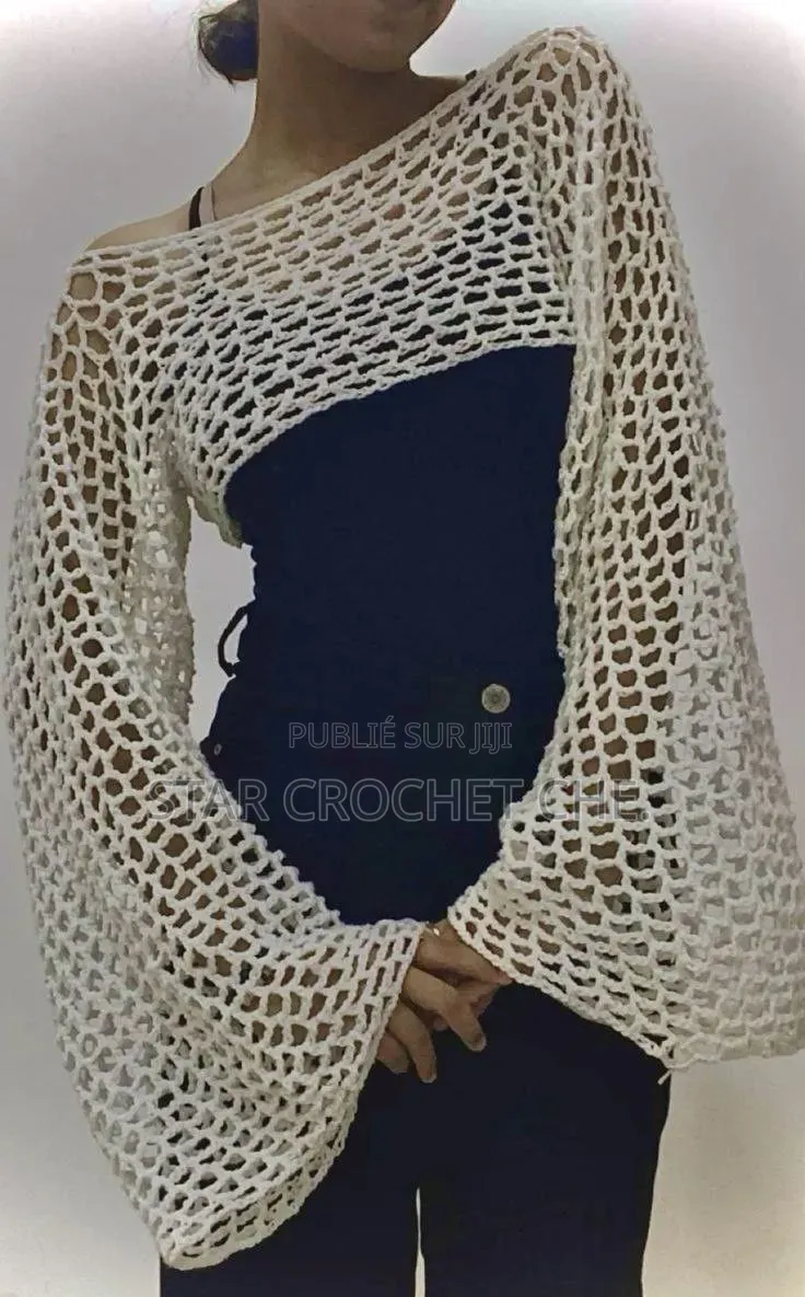 Boléro Crocheté, (Manche en Filets)
