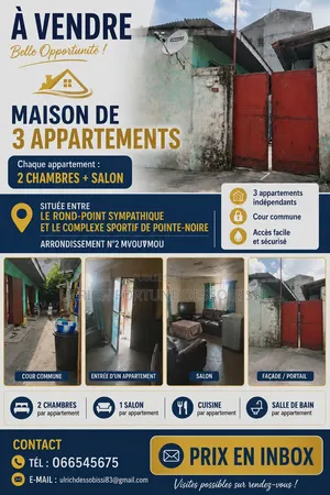 4chbre Chambre et salon dans Maison, Mvoumvou à Vendre